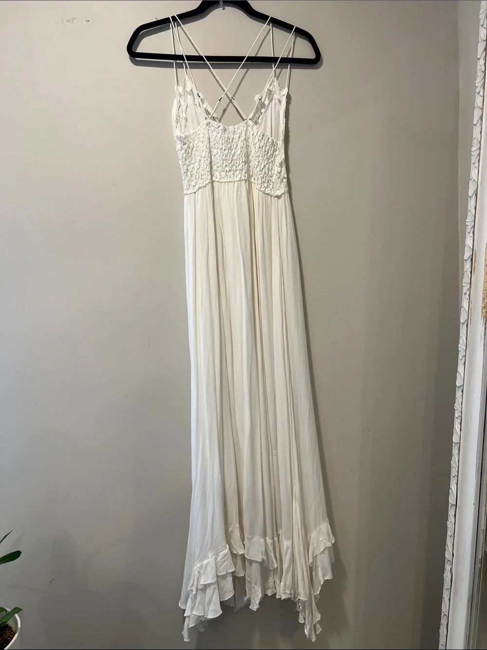 Free People Adella Maxi Slip Dress White Crochet Lace Boho Medium NWOT